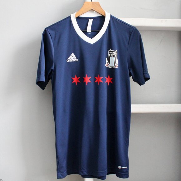 Adidas Blue Red White City Of Chicago Soccer Club Jersey Medium - Picture 1 of 5